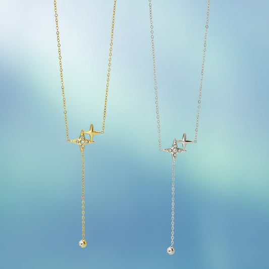 Collier Double Étoile du Nord (Y) - Bijou d'intention Aurora