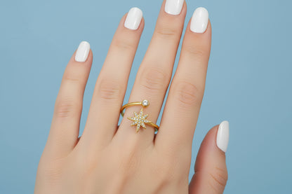 Bague Aurora - étoile du nord (ajustable)