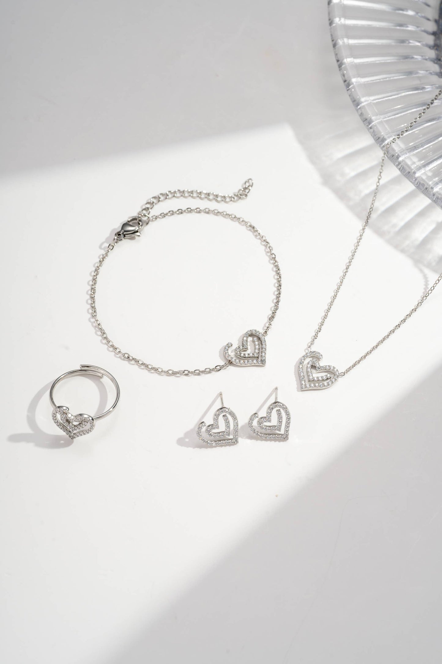 Parure Cœur Cristal 4 Pièces - Bijou symbole Aurora